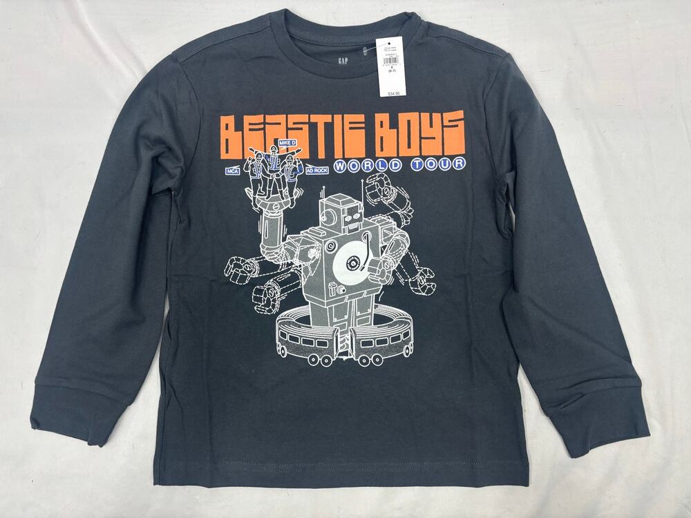 NWT Gap Kids Beastie Boys Intergalactic Robot Long Sleeve T-Shirt Gray 6/7